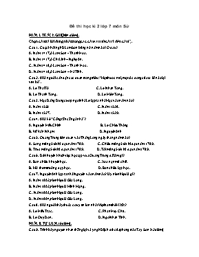 Đề thi học kỳ II môn Lịch sử Lớp 7 (Có đáp án)
